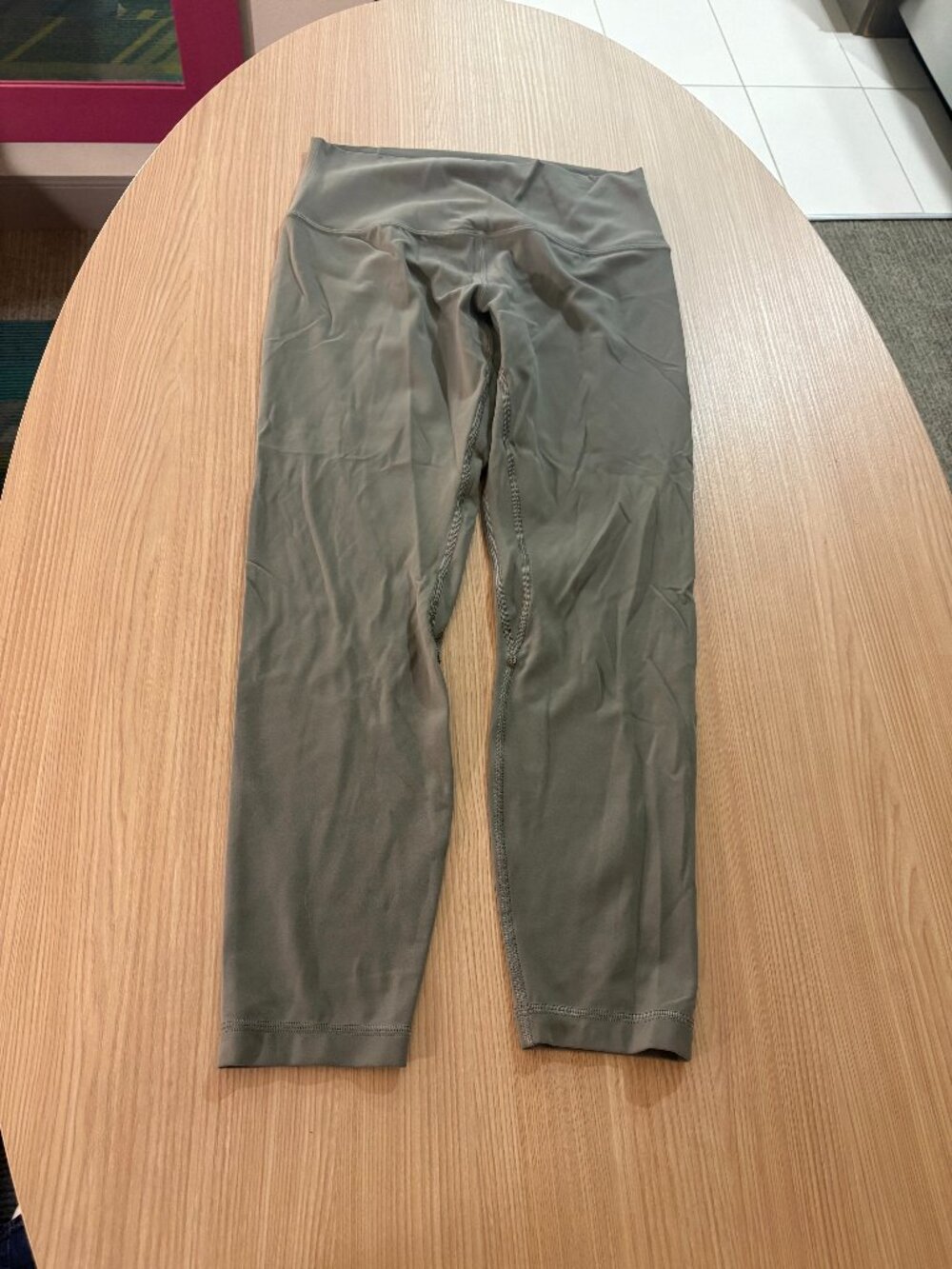 Lululemon Align Pant 25" Size 10 Green Pull On Nylon Blend Nulu Fabric W5CTAS